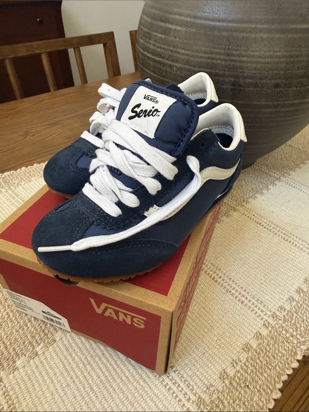 Vans Kids Serio Navy and White Low-Top Sneakers